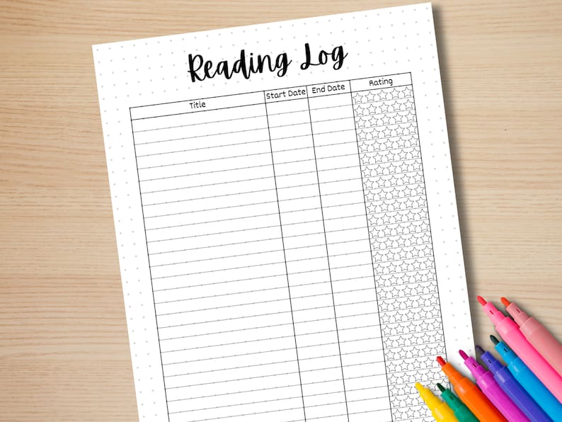 Reading Log Chart - PRINTABLE Journal Page - Planner Page - Book Tracker - Reading Tracker - Habit Tracker - Track Books Read - Book Journal image 3