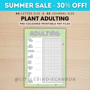 Plant Adulting Tracker - PRINTABLE Journal Page - Colored Journal Page