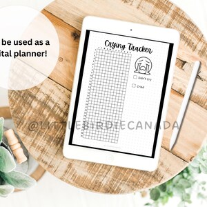 Puede incluir: Un planificador digital con una cuadr&iacute;cula en blanco y negro y un emoji llorando. El planificador est&aacute; etiquetado como "Crying Tracker" y tiene casillas de verificaci&oacute;n para "Didn't cry" y "Cried".