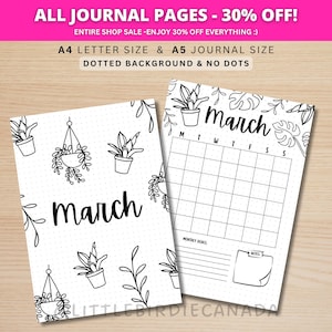 March Title Page - Plants - March Calendar - PRINTABLE Calendar - Journal Title Page and Calendar Set - March Cover Page