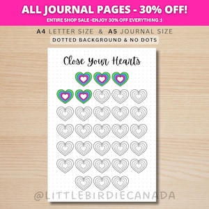 Exercise Hearts Fitness Tracker - PRINTABLE Journal Page - Planner Page - Exercise Tracker - Health Tracker - Workout Tracker - Activity Log