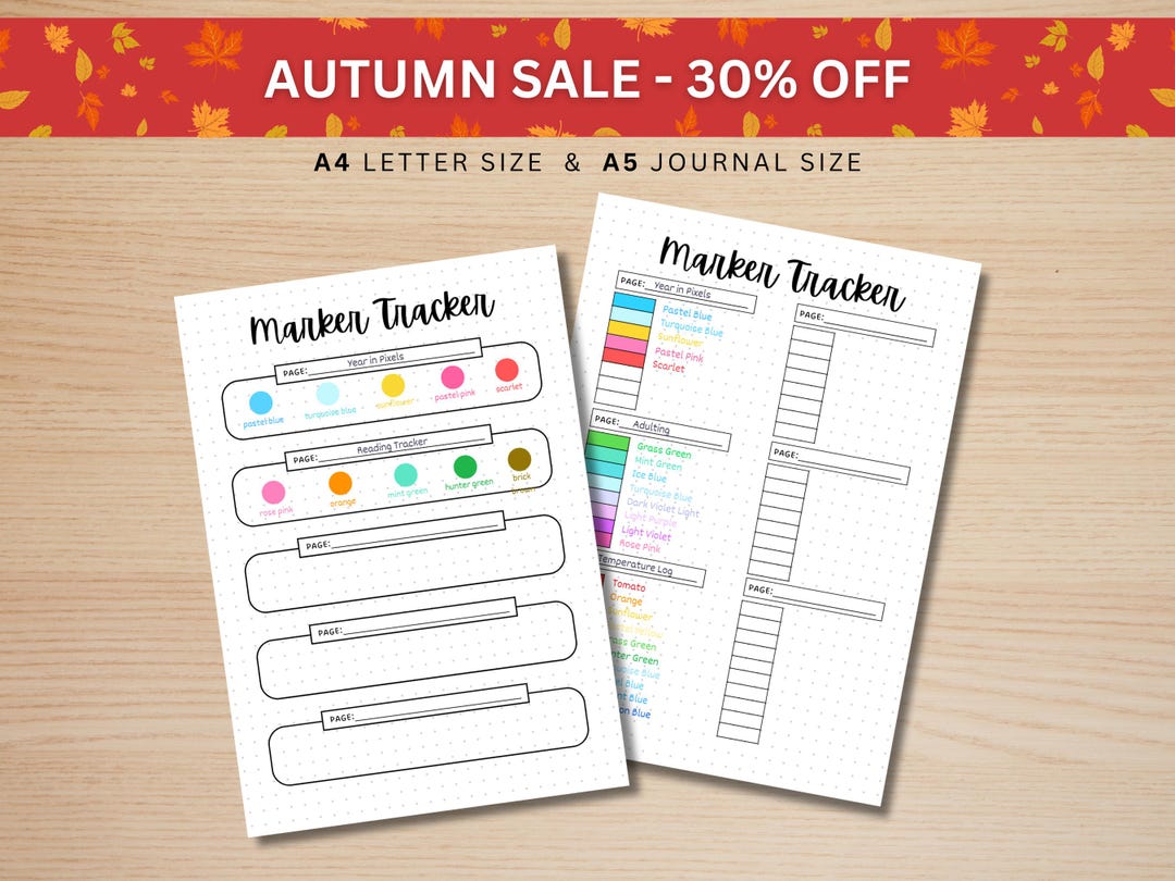 Printable Journal Racker Marker Tracker PRINTABLE Journal Page Planner Page Journal Color ...