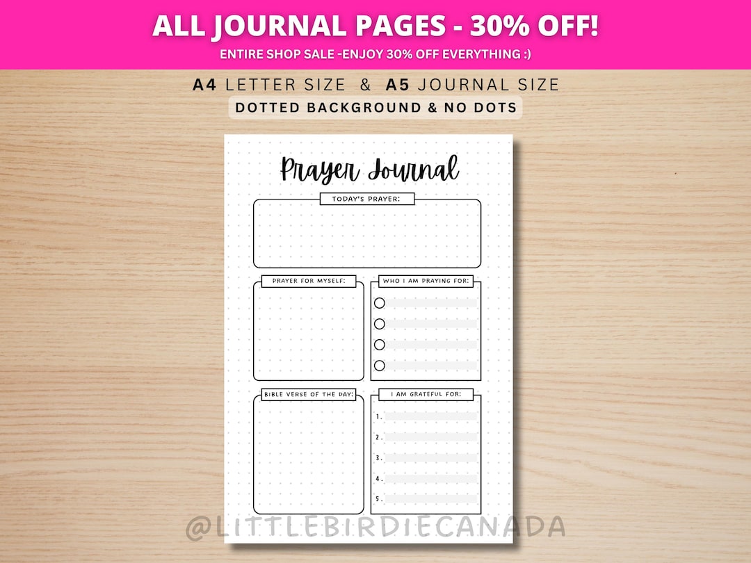 Prayer Journal - PRINTABLE Journal Page - Planner Page - Gratitude ...