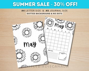 May Title Page - Flower - May Calendar - PRINTABLE Calendar - Journal Title Page and Calendar Set - May Cover Page