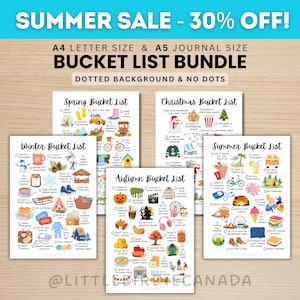 Bucket List Bundle - PRINTABLE Journal Pages Fall Bucket List Winter Bucket List Summer Bucket List Spring Bucket List Christmas Bucket List
