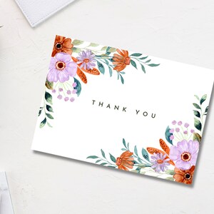 PRINTABLE Thank You Card Flower Thank You Card Floral Thank You Card ...
