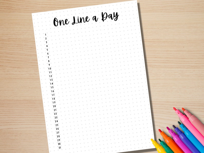 One Line A Day - PRINTABLE Journal Page - Planner Page - Memory Tracker ...