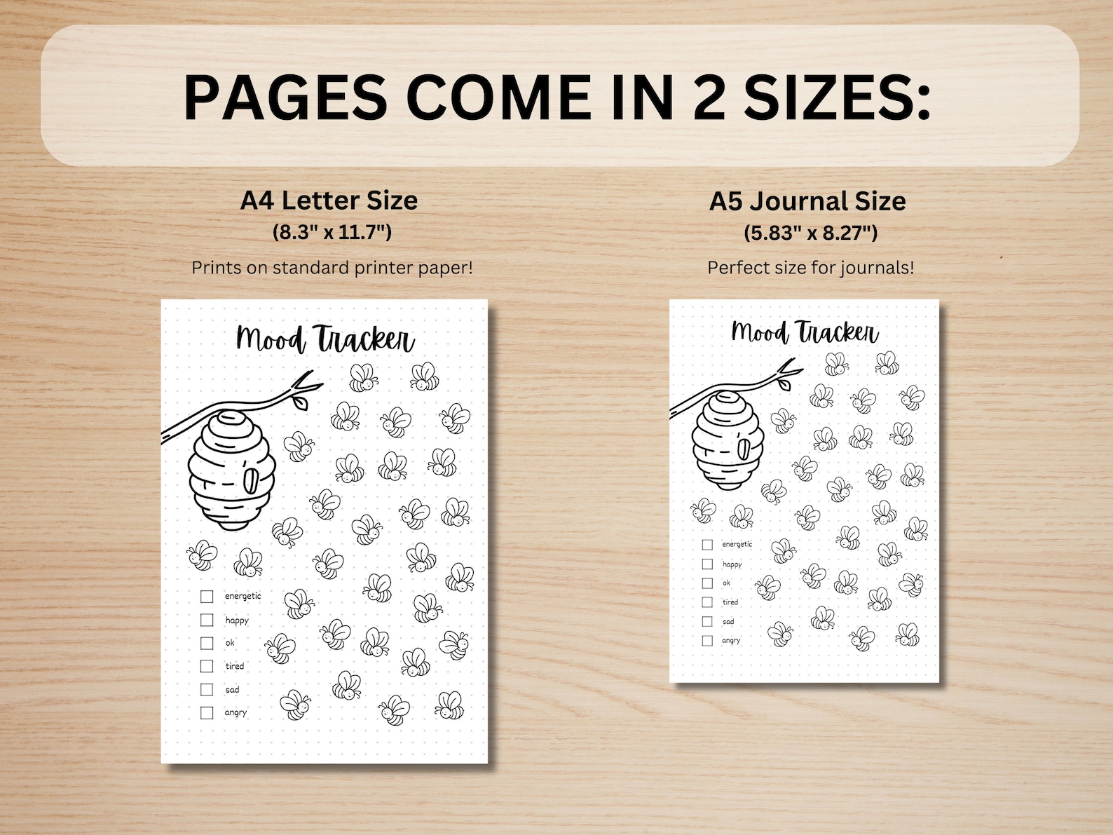 Bee Mood Tracker - PRINTABLE Journal Page - Planner Page - Daily ...