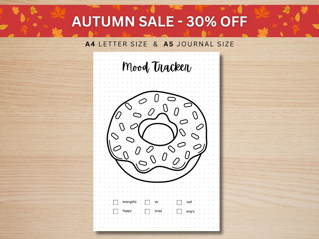 Donut Mood Tracker PRINTABLE Journal Page Planner Page Feeling Tracker ...