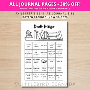 Bingo de libros - Página de diario IMPRIMIBLE - Página de planificador - Desafío de lectura - Desafío de lectura - Diario de lectura - Juego de lectura - Planificador de lectura