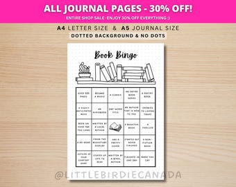 Book Bingo - PRINTABLE Journal Page - Planner Page - Reading Challenge - Book Challenge - Reading Journal - Reading Game - Reading Planner