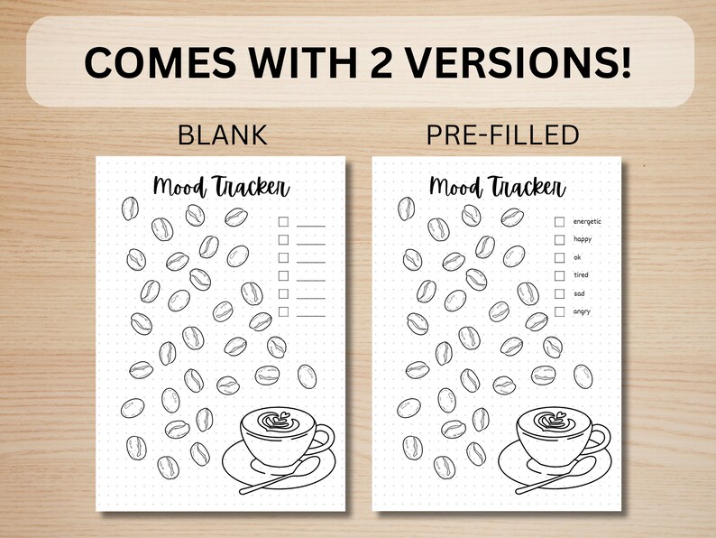 Coffee Bean Mood Tracker - PRINTABLE Journal Page - Planner Page ...