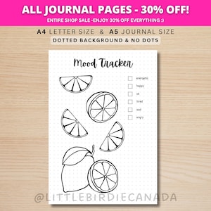Lemon Mood Tracker - PRINTABLE Journal Page - Planner Page - Feelings Tracker - Daily Mood Tracker - Fruit Mood Tracker - Journal Template