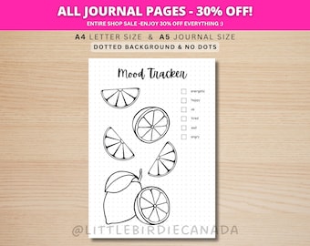 Lemon Mood Tracker - PRINTABLE Journal Page - Planner Page - Feelings Tracker - Daily Mood Tracker - Fruit Mood Tracker - Journal Template