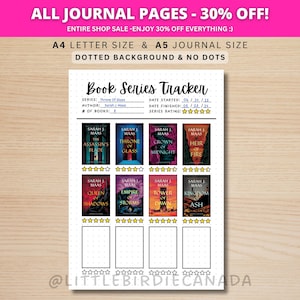 Book Series Tracker - PRINTABLE Journal Page - Planner Page - Book Journal - Reading Tracker - Book Tracker - Reading Journal Page