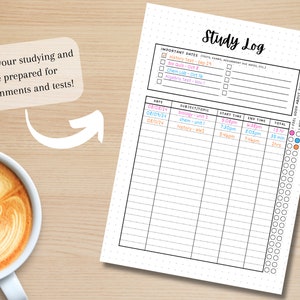 Study Log - PRINTABLE Journal Page - Student Journal - Student Planner ...