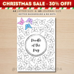 Butterfly Doodle Of The Day - PRINTABLE Journal Page - Planner Page - Drawing Page - Drawing Journal Page - Doodle Challenge - Daily Doodle