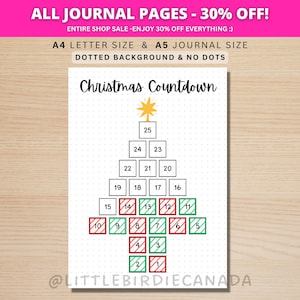 Weihnachts-Countdown - Weihnachtsjournalseite - DRUCKBARE Journalseite - Druckbare Planerseite - Weihnachtskalender - Weihnachtsaktivität