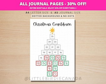 Christmas Countdown - Christmas Journal Page - PRINTABLE Journal Page - Printable Planner Page - Christmas Calendar - Christmas Activity