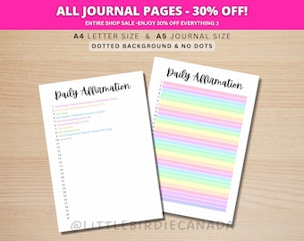 Daily Affirmation Page - Gratitude Journal - Positive Affirmation - PRINTABLE Journal Page - Printable Planner Page - Wellness Journal