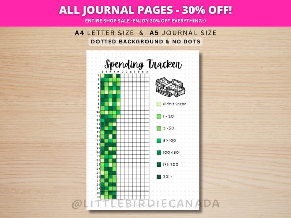 Spending Tracker - PRINTABLE Journal Page - Planner Page - Spending Log - Finance Tracker - Expense Tracker - Money Tracker - Money Spending