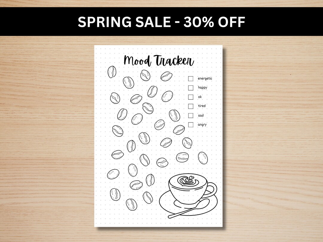 Coffee Bean Mood Tracker A5 Journal Page PRINTABLE Tracker Daily ...