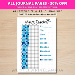 Registro anual de consumo de agua - Página de diario imprimible - Página de planificador - Registro diario - Registro anual - Registro de agua - Registro de hidratación - Registro de salud