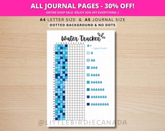 Water Tracker Yearly - PRINTABLE Journal Page - Planner Page - Daily Tracker - Yearly Tracker - Water Log - Hydrate Tracker - Health Tracker