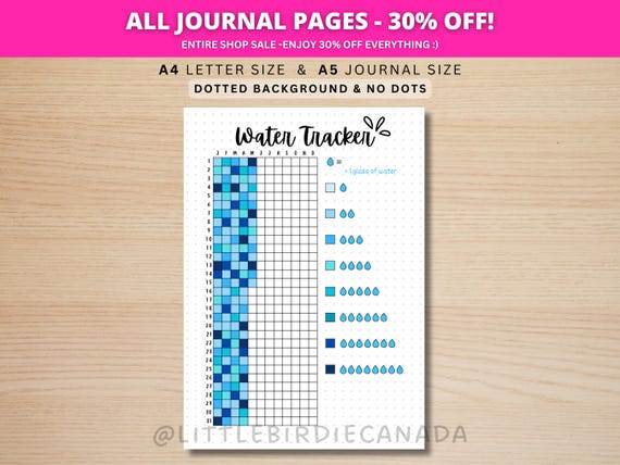 Water Tracker Yearly - PRINTABLE Journal Page - Planner Page - Daily Tracker - Yearly Tracker - Water Log - Hydrate Tracker - Health Tracker