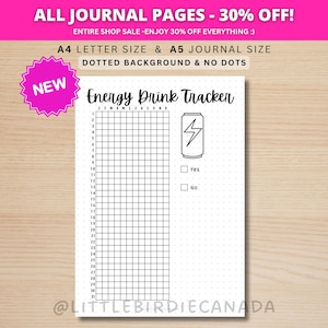 Energy Drink Tracker - PRINTABLE Journal Page - Health Tracker - Track Energy Drink - Health Journal - Food Tracker - Health Planner Page