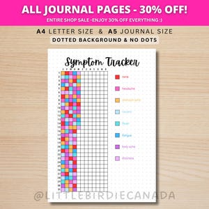 Symptom Tracker - A5 Journal Page - PRINTABLE Tracker - Health Tracker -Symptom Journal - Health Journal - Health Log - Symptom Log