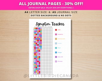 Symptom Tracker - A5 Journal Page - PRINTABLE Tracker - Health Tracker -Symptom Journal - Health Journal - Health Log - Symptom Log