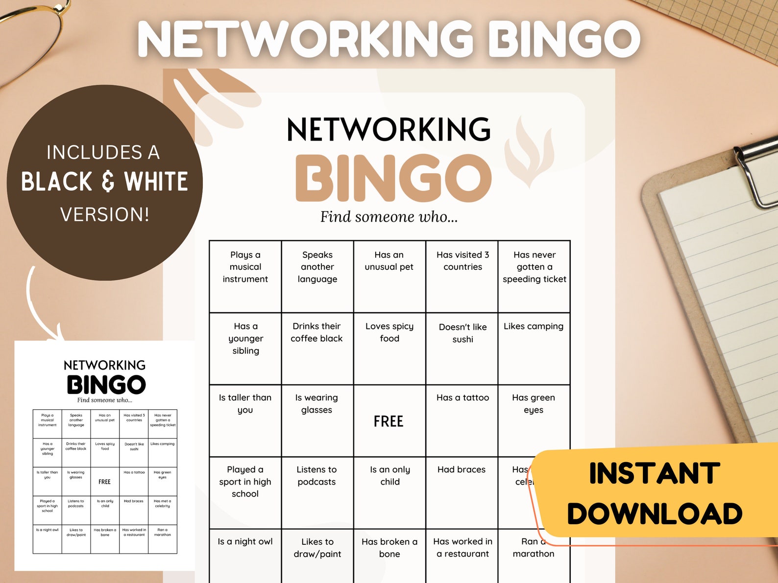 Networking Bingo Game Workplace Bingo Work Bingo Icebreaker Etsy Canada