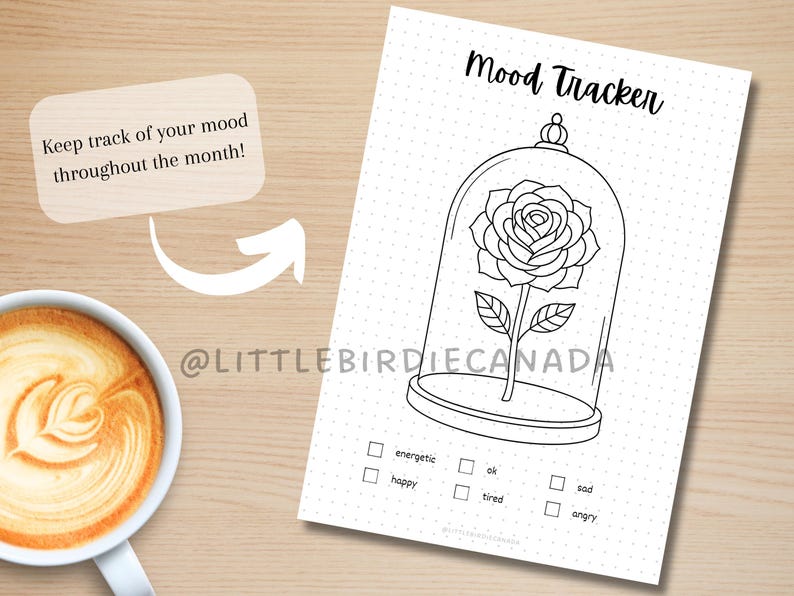 Rose Mood Tracker - PRINTABLE Journal Page - Rose Theme - Digital ...