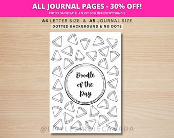 Watermelon Doodle Of The Day - PRINTABLE Journal Page - Planner Page - Daily Drawing Journal Page - Doodle Challenge - Daily Doodle