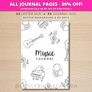 Music Journal Title Page - PRINTABLE Journal Page - Music Journal Cover Page - Music Planner Page - Track Music - Musical Journal