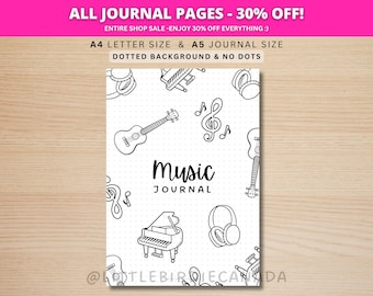 Music Journal Title Page - PRINTABLE Journal Page - Music Journal Cover Page - Music Planner Page - Track Music - Musical Journal