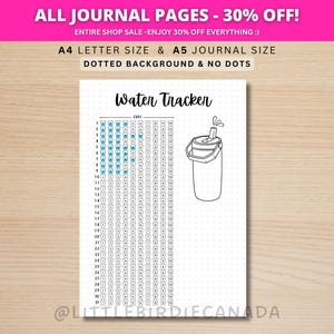 Water Tracker Monthly - PRINTABLE Journal Page - Planner Page - Daily Tracker - Monthly Tracker - Water Log - Health Tracker