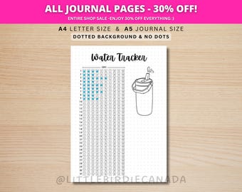 Water Tracker Monthly - PRINTABLE Journal Page - Planner Page - Daily Tracker - Monthly Tracker - Water Log - Health Tracker