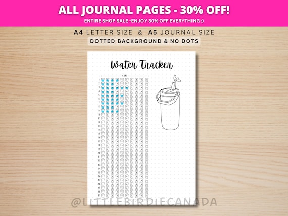 Water Tracker Monthly - PRINTABLE Journal Page - Planner Page - Daily Tracker - Monthly Tracker - Water Log - Health Tracker