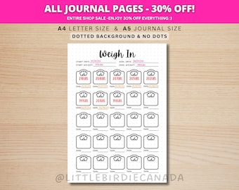 Weigh In - Fitness Tracker - PRINTABLE Journal Page - Exercise Tracker - Health Tracker - Workout Tracker - Activity Log - Weight Loss