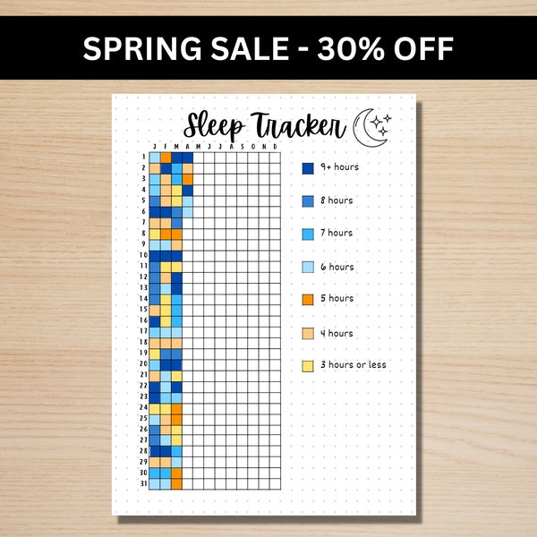 Sleep Tracker Yearly - A5 Journal Page - PRINTABLE Yearly Sleep Tracker - Sleep Log - Sleep Analysis - Sleep Quality - Sleep Cycle