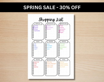 Shopping List - A5 Journal Page - PRINTABLE Tracker - Printable Grocery List - To Buy List - Printable Shopping List - To Do List Groceries