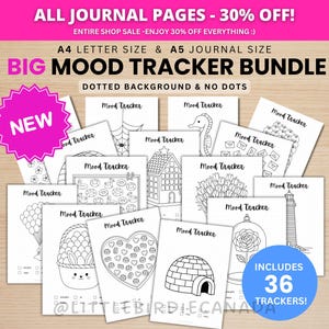 BIG Mood Tracker Bundle - DRUCKBARE Journal Seiten - Digitale Planer Seiten - A5 & A4 Größe - Digitaler Download - 36 Seiten