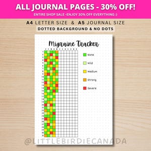 Migraine Tracker - PRINTABLE Journal Page - Planner Page - Headache Tracker - Health Tracker - Health Journal - Health Log - Migraine Log