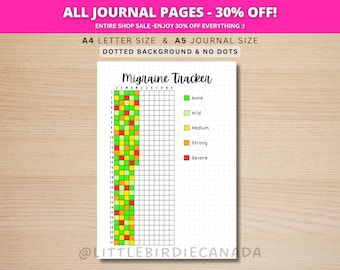Migraine Tracker - PRINTABLE Journal Page - Planner Page - Headache Tracker - Health Tracker - Health Journal - Health Log - Migraine Log