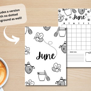 June Title Page - Bumble Bee - June Calendar - PRINTABLE Calendar - Journal Title Page and Calendar Set - June Cover Page image 4