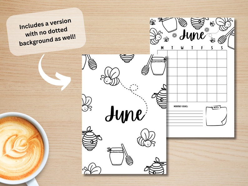 June Title Page - Bumble Bee - June Calendar - PRINTABLE Calendar - Journal Title Page and Calendar Set - June Cover Page image 4