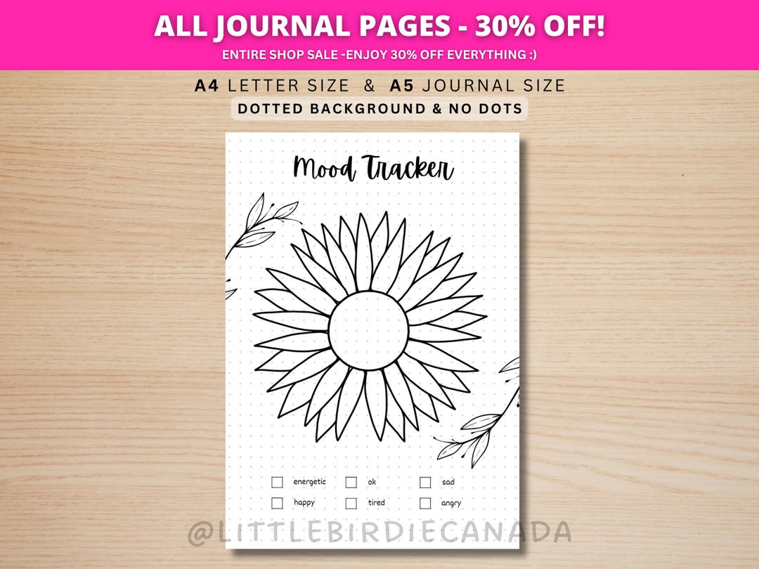 Sunflower Mood Tracker - PRINTABLE Journal Page - Planner Page ...
