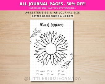 Sunflower Mood Tracker - PRINTABLE Journal Page - Planner Page - Feelings Tracker - Daily Mood Tracker - Track Mood - Journal Template